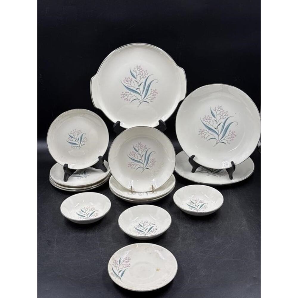 Alliance China Co. Regal Hand Decorated China Set - Platinum Rim -Chip on Saucer